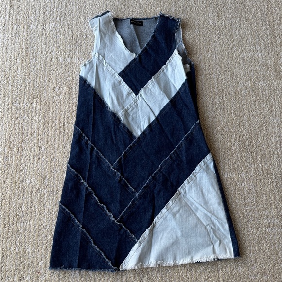 Blue Patchwork Denim Dress - Picture 2 of 7